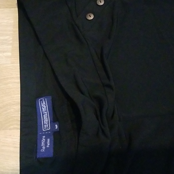 Reitmans petites black pull on wide leg pants with gold buttons size 16p EUC - Picture 7 of 8